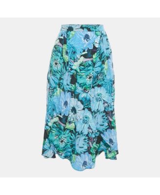 Women's Floral Print Silk Wrap Style Midi Skirt