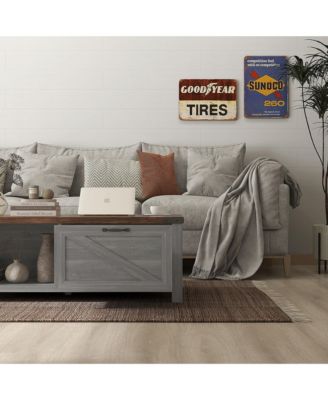 Farmhouse Table with Storage and Drawer, Distressed