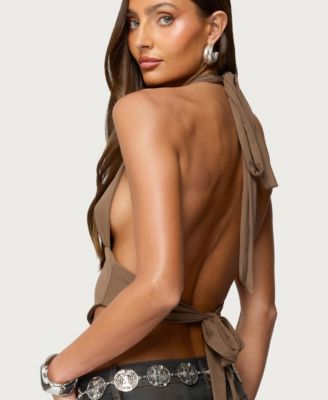 Women's Open Back Triangle Halter Top