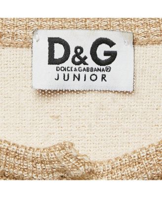 Women's Pre-Owned D&g Junior Gold Lurex Knit Button Front Cardigan