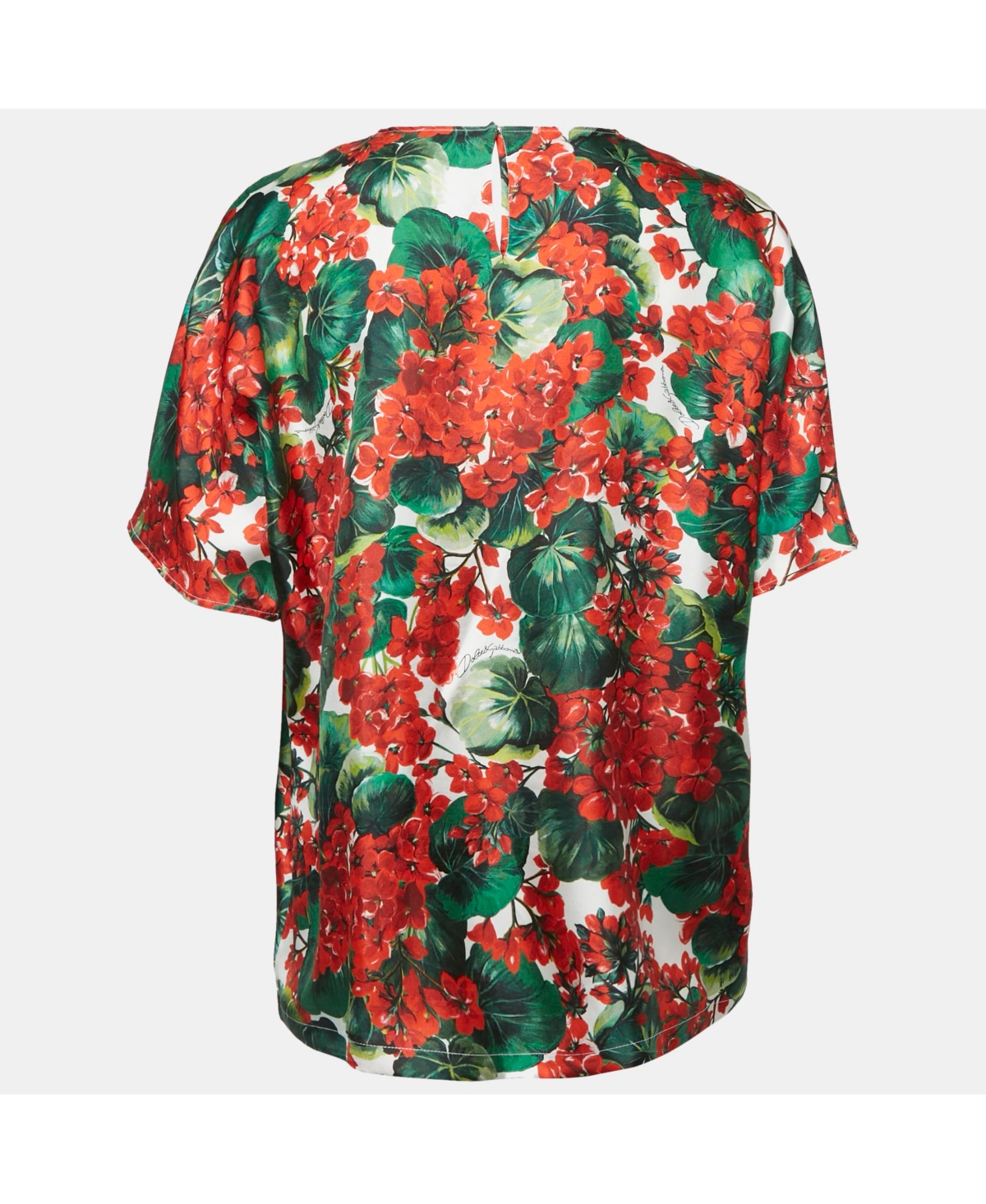 Pre-Owned Dolce & Gabbana Women's Red Floral Print Silk Blouse