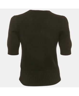 Women's Black Applique Cashmere Knit Jumper