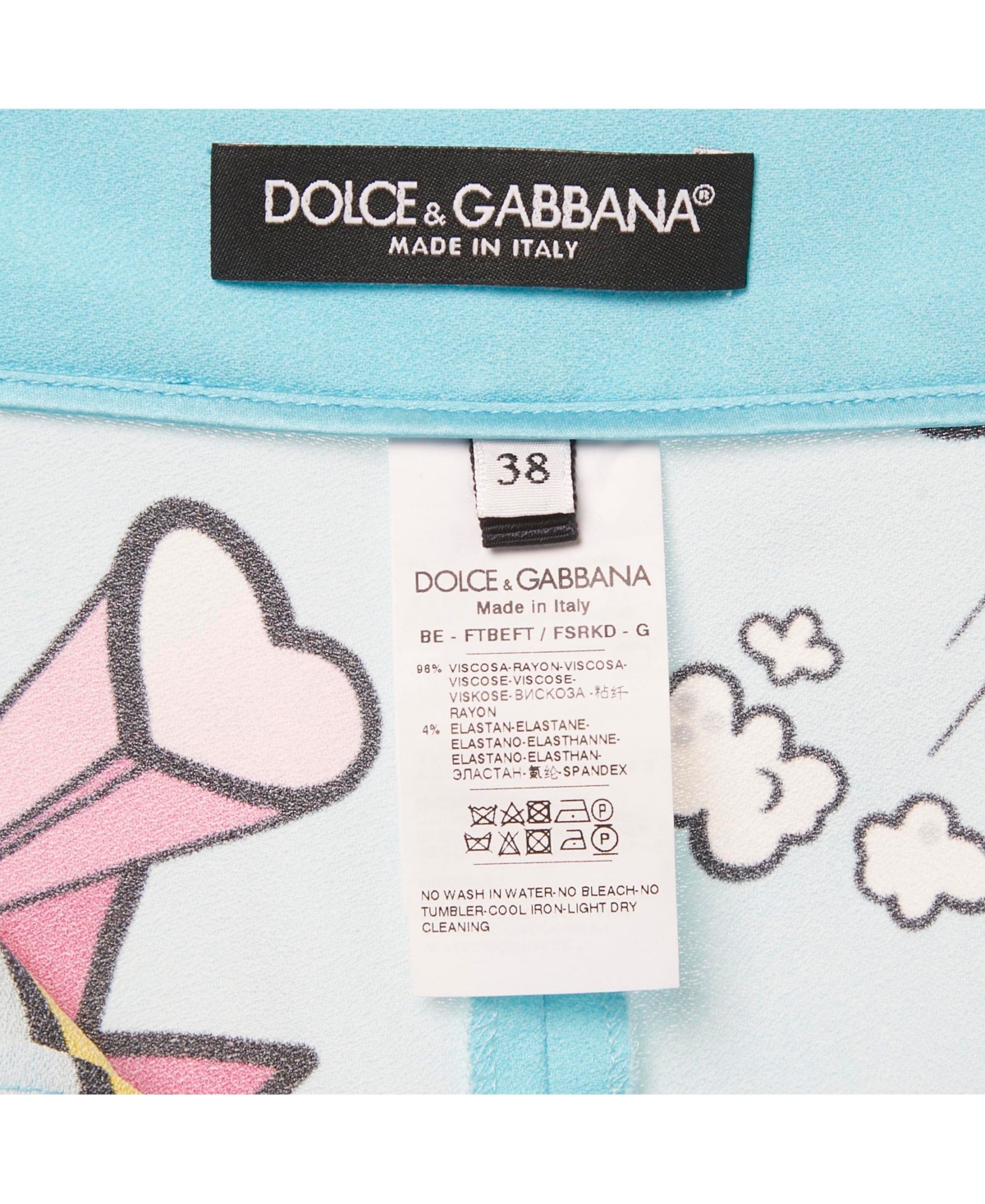 Pre-Owned Dolce & Gabbana Women's Blue Printed Crepe Sleeveless Crop Top & Shorts Set