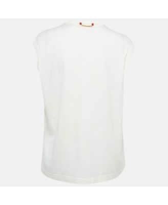 Women's White L'amore Print Cotton Sleeveless T-Shirt