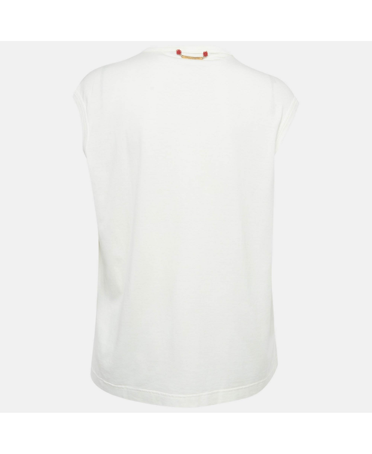 Pre-Owned Dolce & Gabbana Women's White L'amore Print Cotton Sleeveless T-Shirt