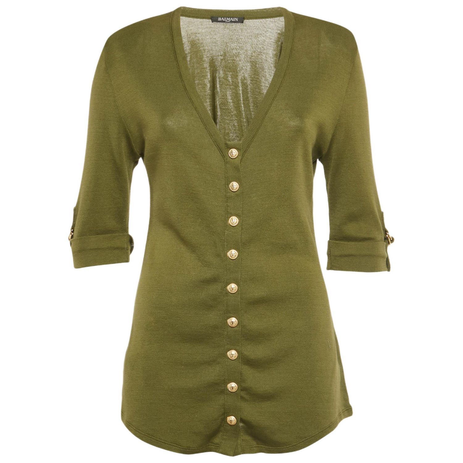Women's Olive Green Cotton Knit Top