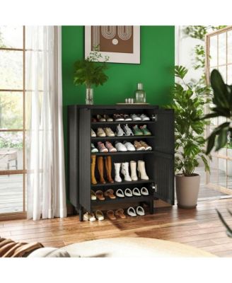 Narrow Hallway Shoe Cabinet with Wooden Doors