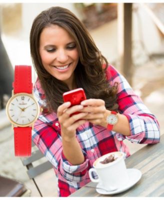 Women's Classic 24mm Red Watch With Easy to Read Numerals