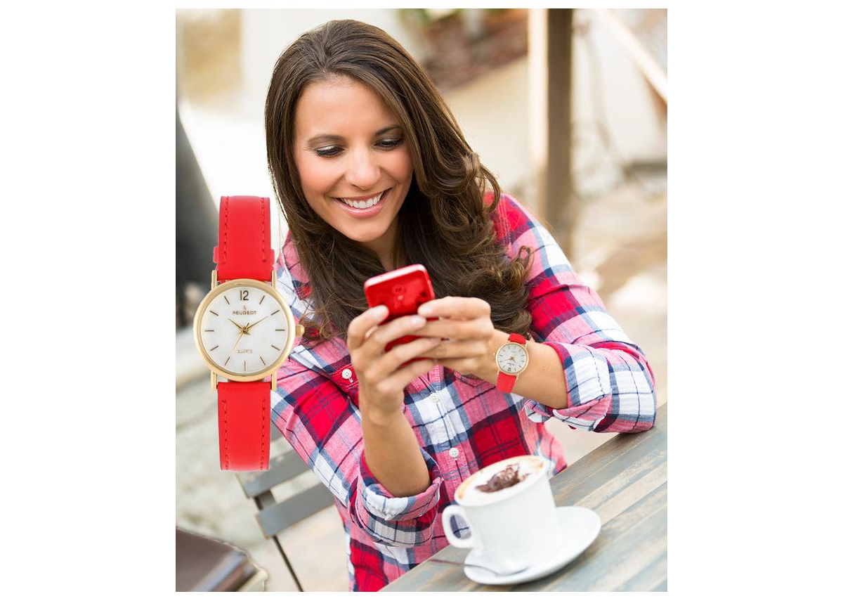 Peugeot Women's Classic 24mm Red Watch With Easy to Read Numerals