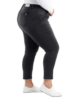 Women's Black Denim High Rise Pintuck Ankle Skinny in 28" inseam - Shyla