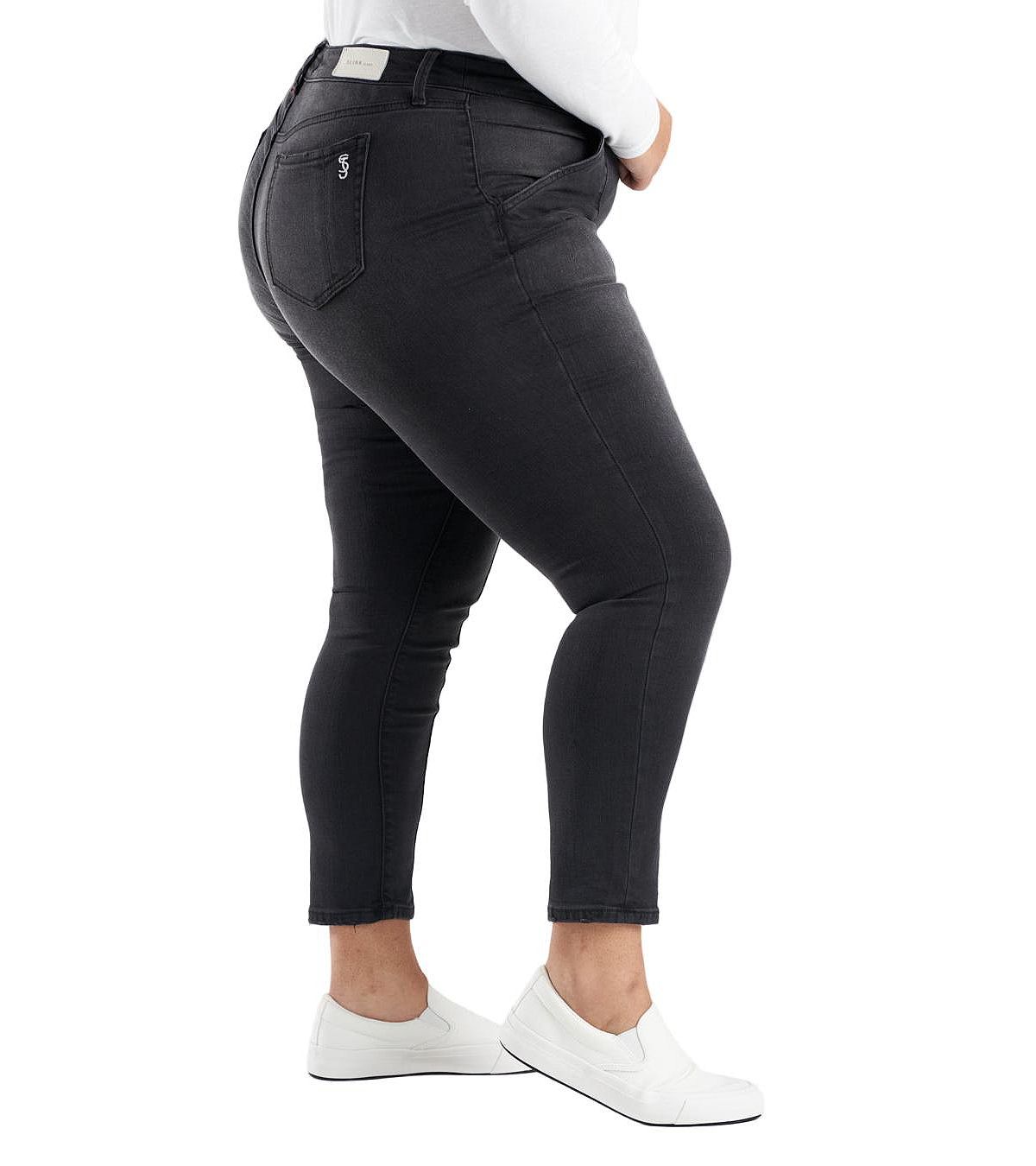 SLINK Jeans Women's Black Denim High Rise Pintuck Ankle Skinny in 28" inseam - Shyla view 2 — MAYCSS fashion products
