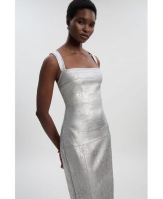 Women's Metallic Strappy Knit Maxi Dress