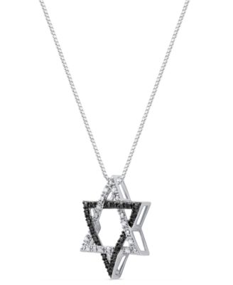 White and Black Diamond Star of David Pendant Necklace (1/6 ct. t.w.) in Sterling Silver