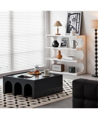 4-Tier Book Shelf Cabinet Coffee Table with Organizer Storage Shelves