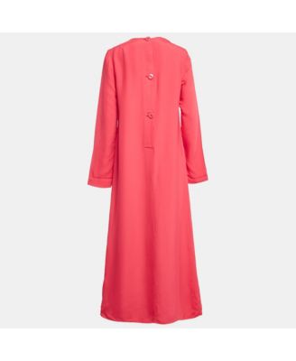 Women's Red Crepe Long Sleeve Maxi Dress