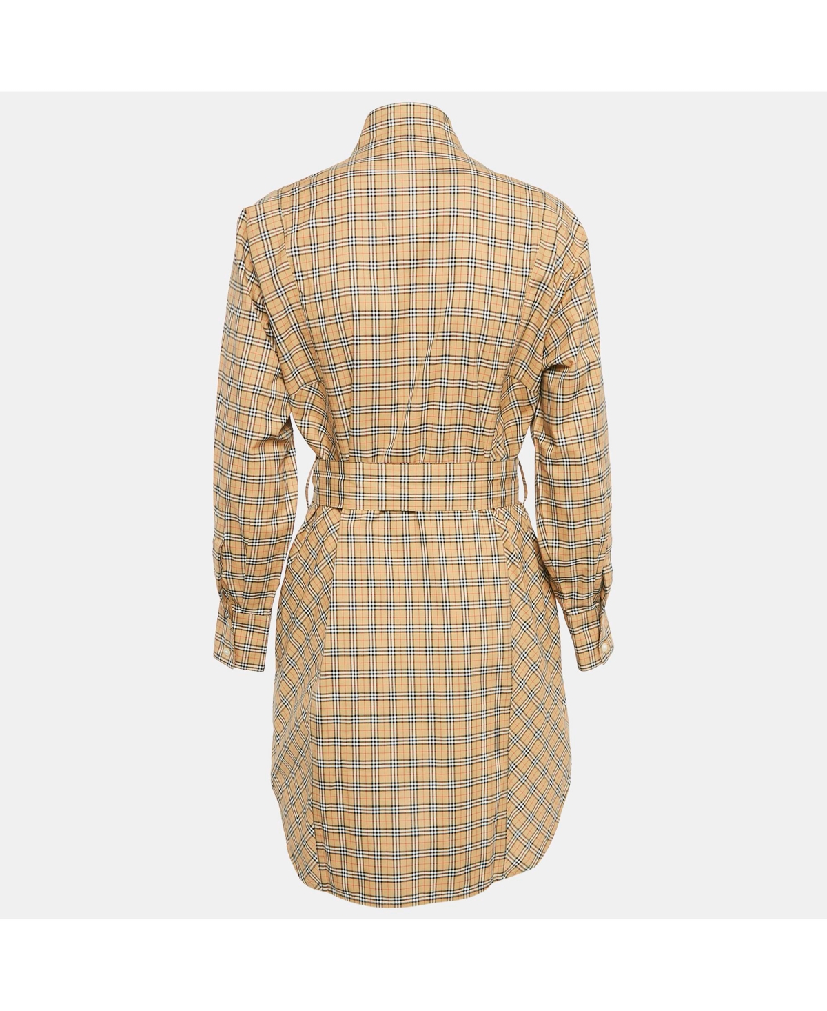 Pre-Owned Burberry Women's Brown Vintage Check Cotton Belted Mini Dress