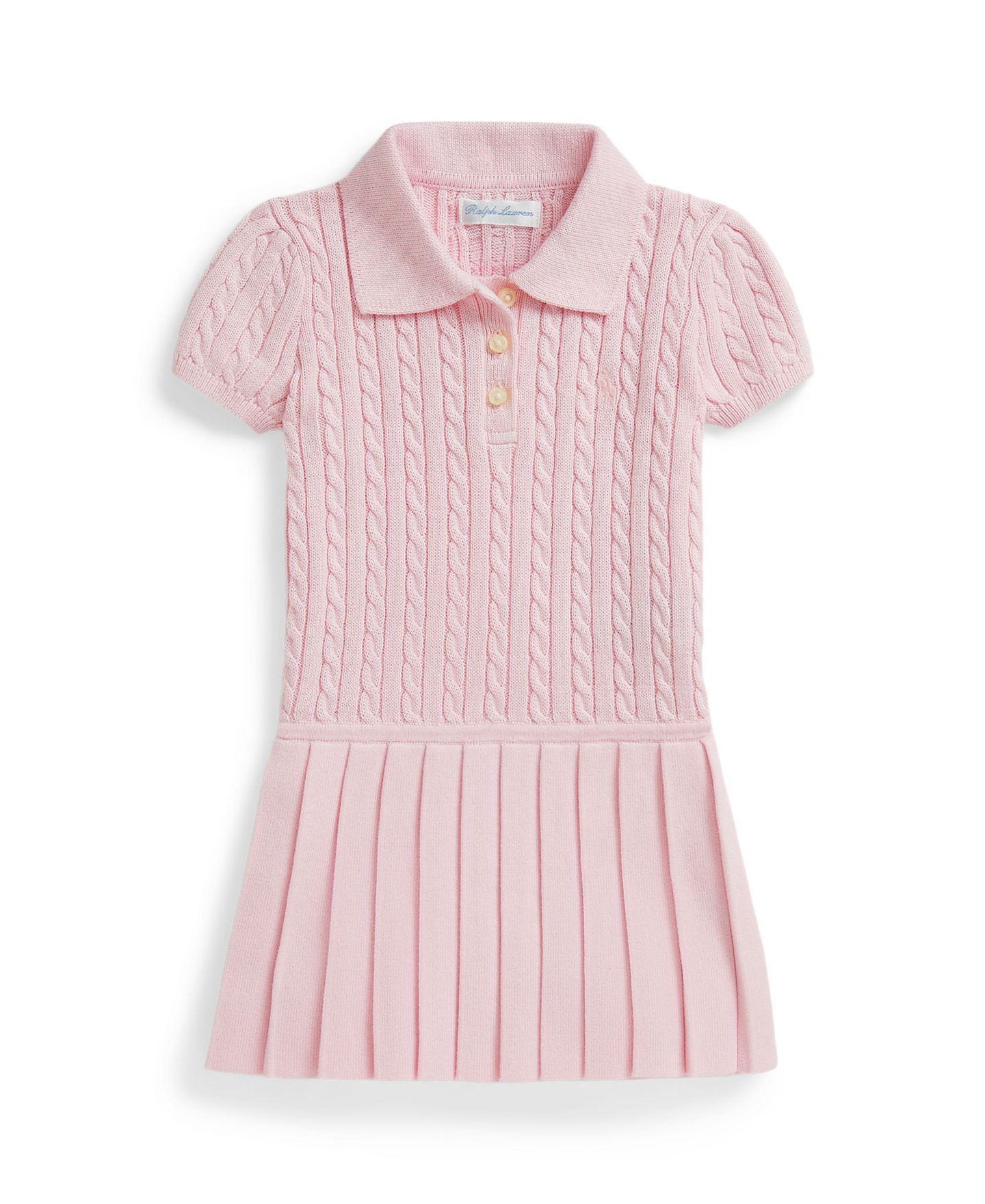 Платье Polo Ralph Lauren Mini-Cable Polo Sweater Dress для девочек-малышей, цвет: Розовый — фото 1