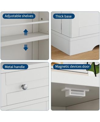 Modern Wooden Sideboard Buffet Cabinet with Drawer, 4 Doors and Storage Shelves