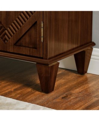 33.6" Retro Wooden Storage Cabinet Symmetrical Geometric Display Cabinets