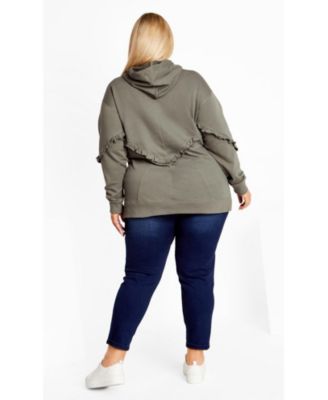 Women's Frill Plain Hoodie