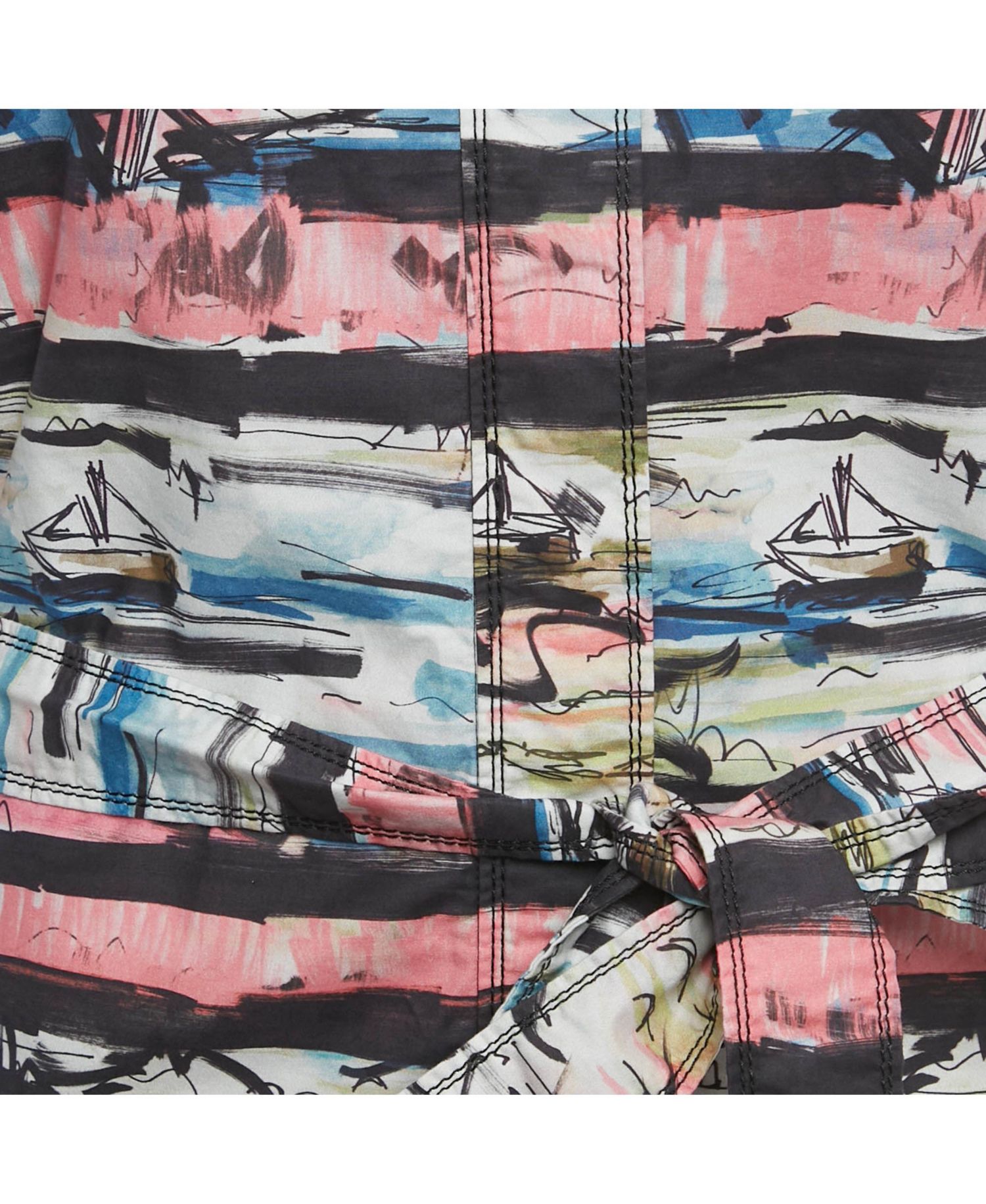 Women's Multicolor Lighthouse Print Cotton Mini Shirt Dress