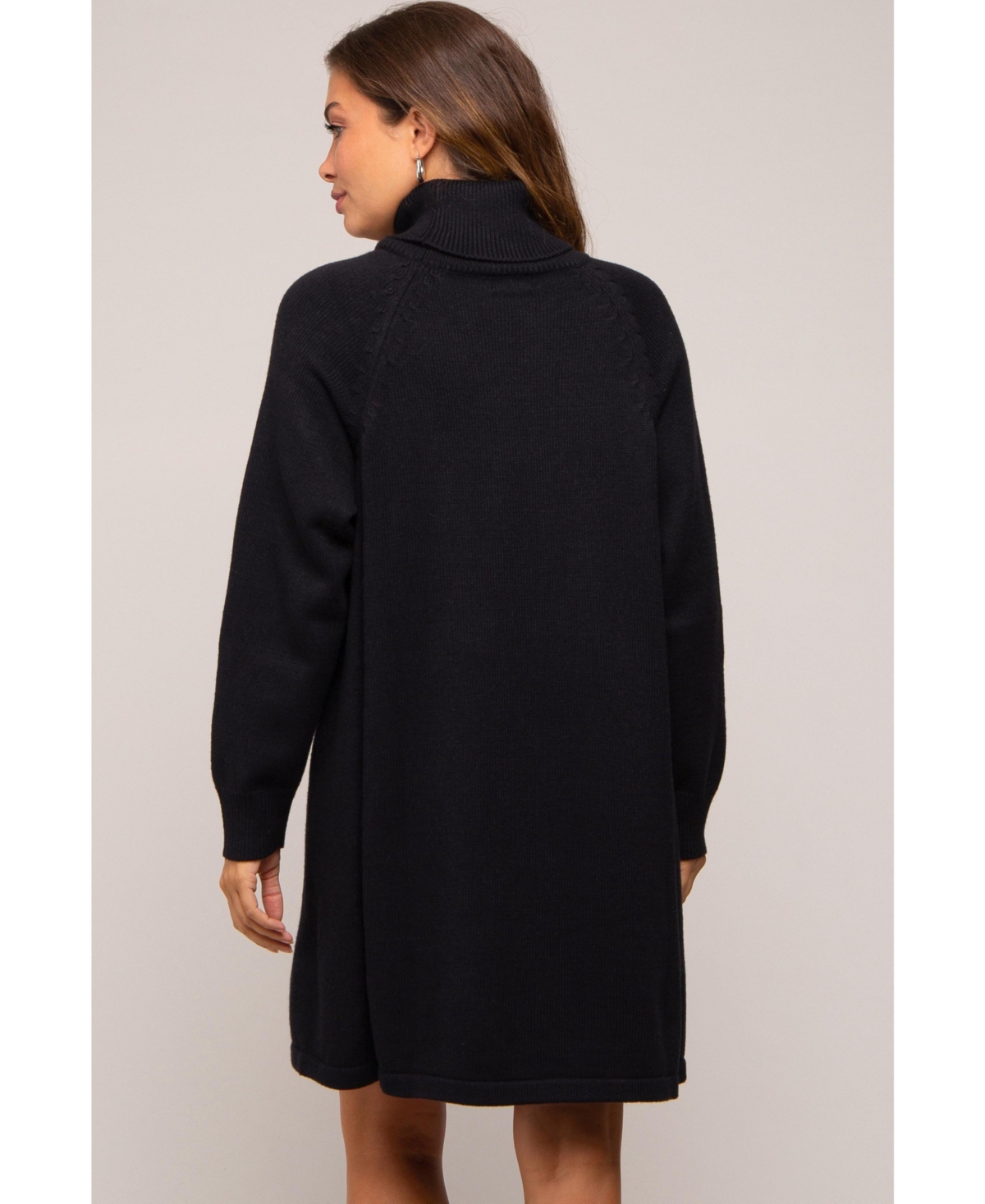 Pinkblush Maternity Black Turtleneck Long Sleeve Sweater Dress