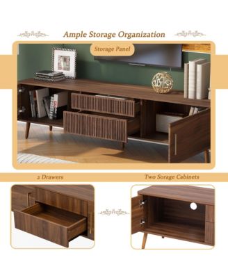 Mid Century TV Stand with 2 Drawers, Media Console Table for TVs up to 80" with Storage