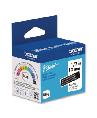 BTAG335 0.47 in. x 13.1 ft. Genuine P-Touch BTAG Label Tapes - White on Black