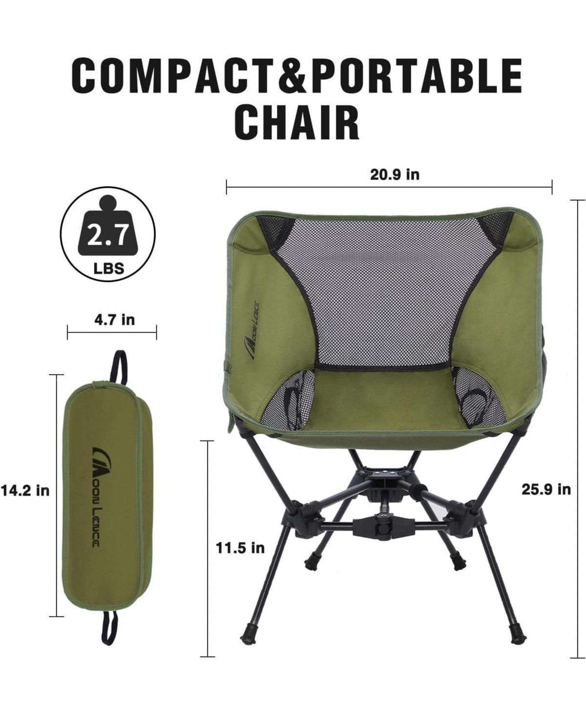 Piscifun Portable Camping Chair Backpacking - The 4th Generation Ultralight Folding -Lightweight Foldable Chairs for Hiking Beach