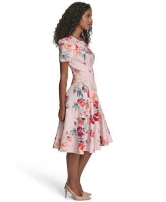 Women's Short-Sleeve Printed Midi Dress
