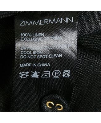 Women's Black Linen Tie Neck Detail Empire Mid Dress