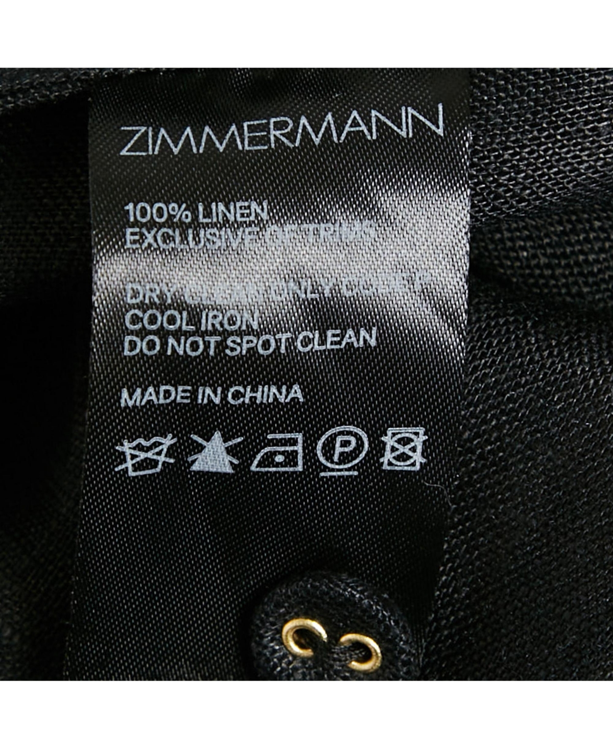 Pre-Owned Zimmermann Women's Black Linen Tie Neck Detail Empire Mid Dress