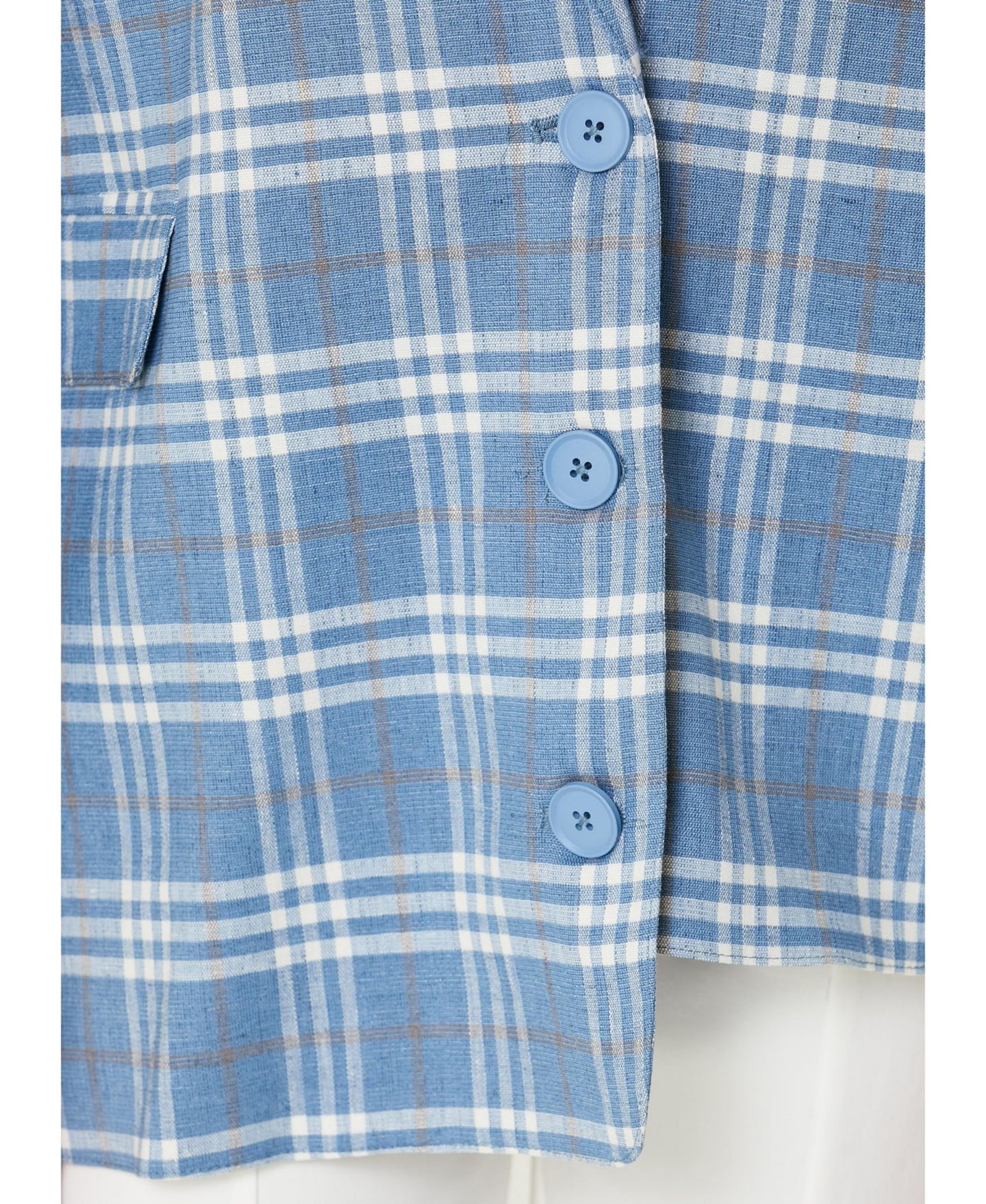 Женский пиджак PCFG Linen-Blend Checked Free Heaven Blazer, цвет: Синий — фото 4