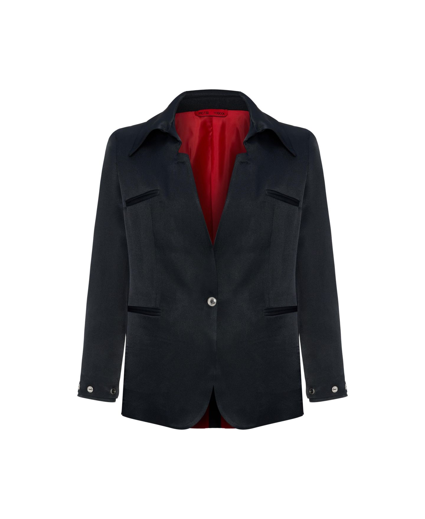 Женский пиджак PCFG Linen-Blend Tailored Blazer, цвет: Угольно-чёрный — фото 6