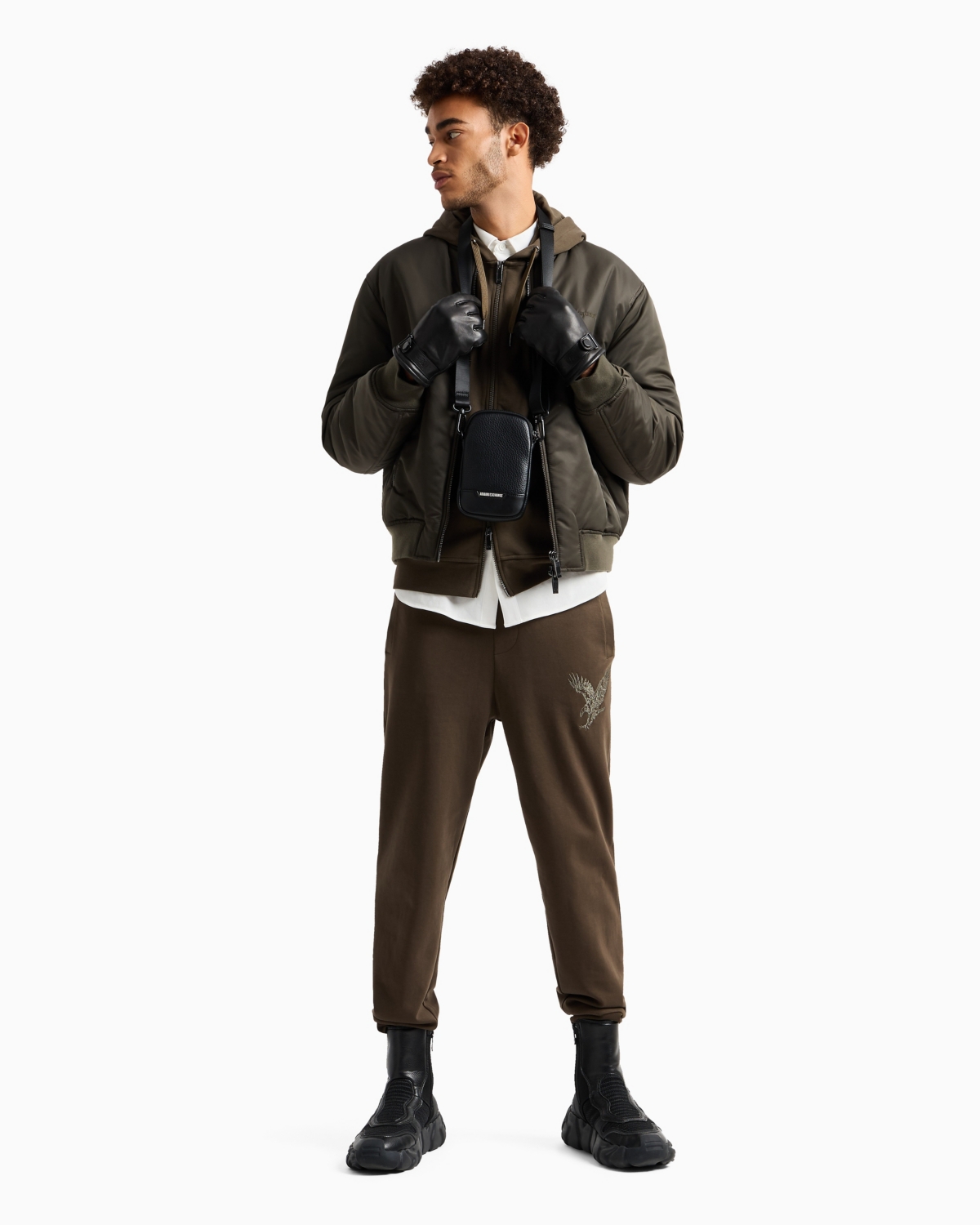 A|X Armani Exchange Men's Regular-Fit Eagle Logo Embroidered Joggers