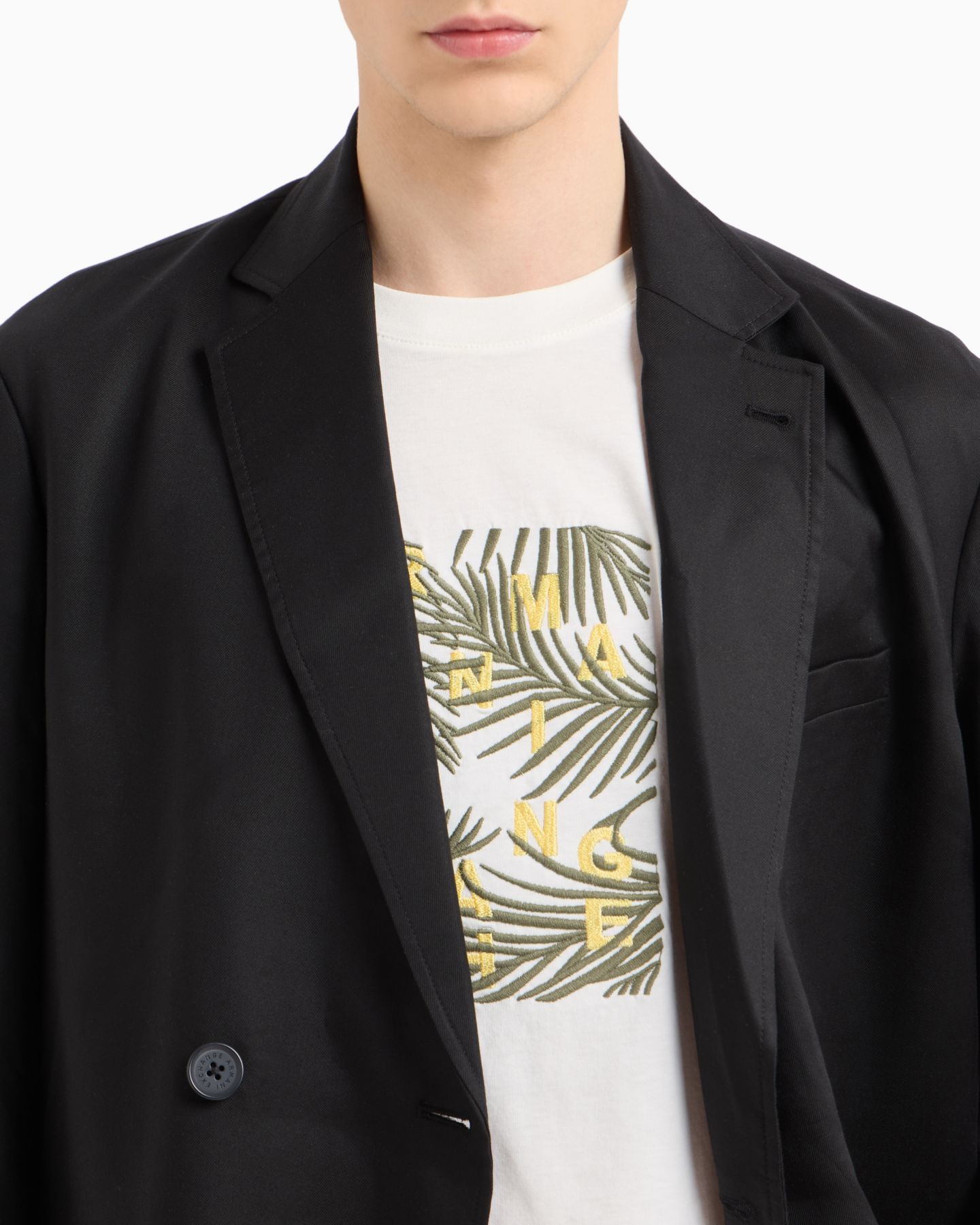 Мужская футболка A|X Armani Exchange Palm Graphic, цвет: Молочный белый — фото 3