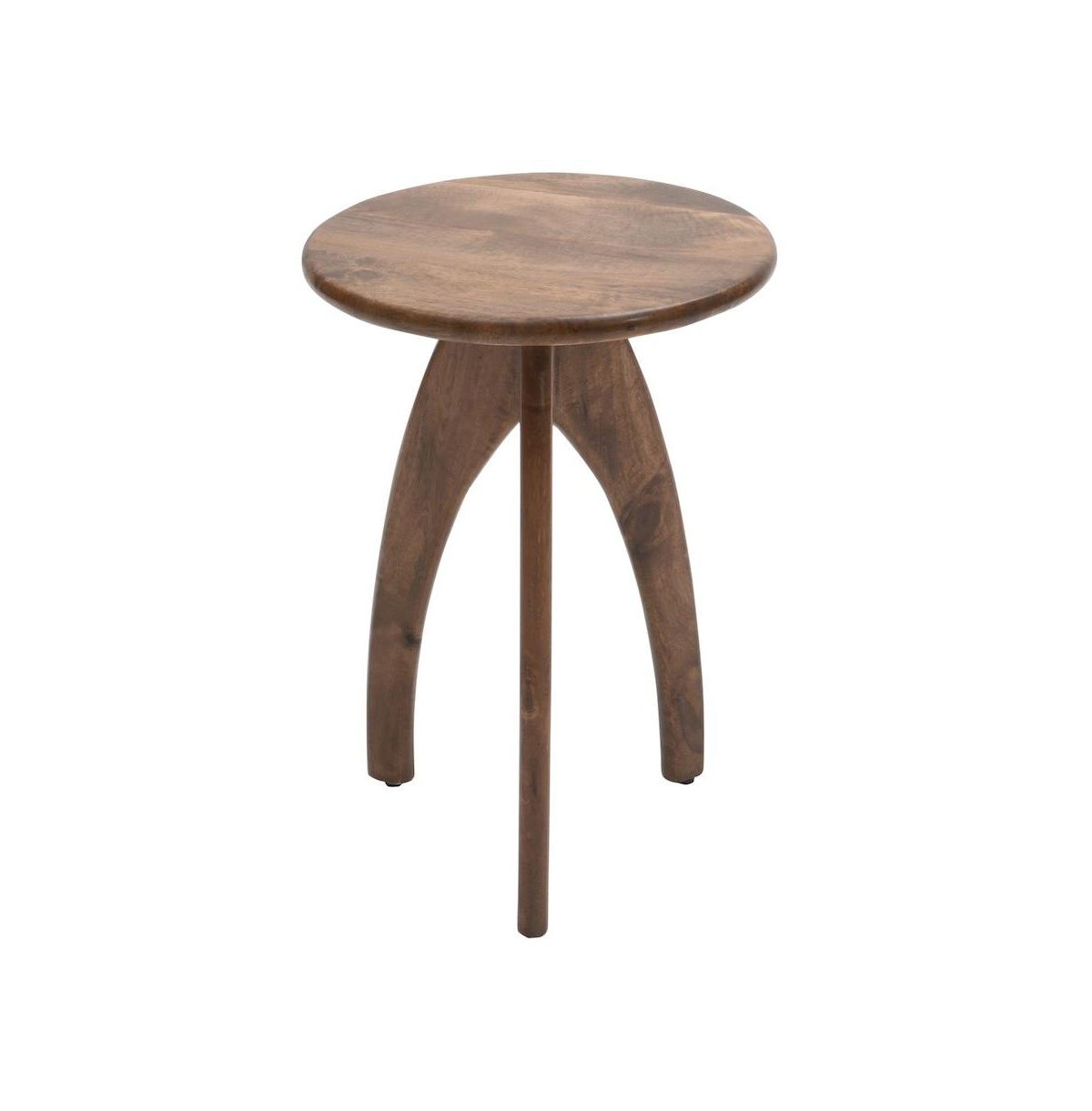 Jofran Aero Curved Space Age Round Mid-Century Modern Solid Wood Accent End Table