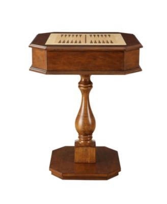 Cherry Wood Game Table with BuiltIn Chessboard and Two Storage Drawers Sturdy Pedestal Base for Organized Gaming and Display