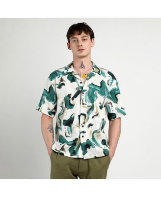 Men's Emerald Green Oversized Swirl Strokes Shirt