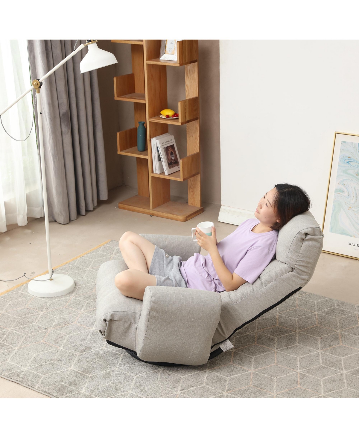 Flynama Dj-24434951 Adjustable Lounge Sofa Chair – Large Size, Soft Fabric, Reclining Feature, Living Room Furniture