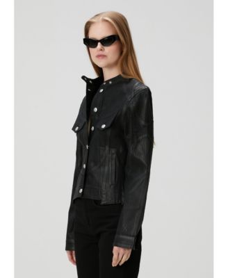 Women's Coated Denim Moto Jacket