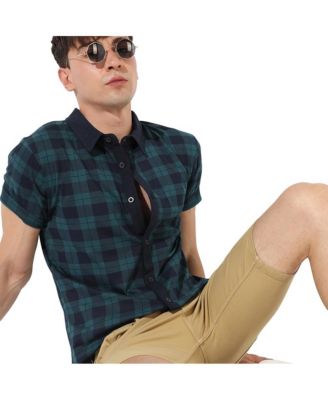 Men's Green & Blue Tartan Plaid Shirt