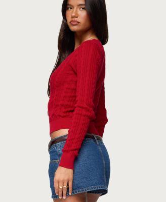 Women's Ashlee V Neck Cable Knit Top