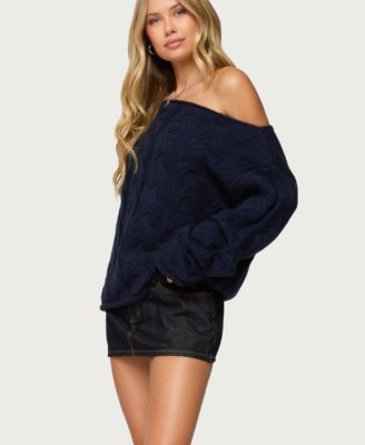 Women's Nellie Off Shoulder Cable Knit Sweater