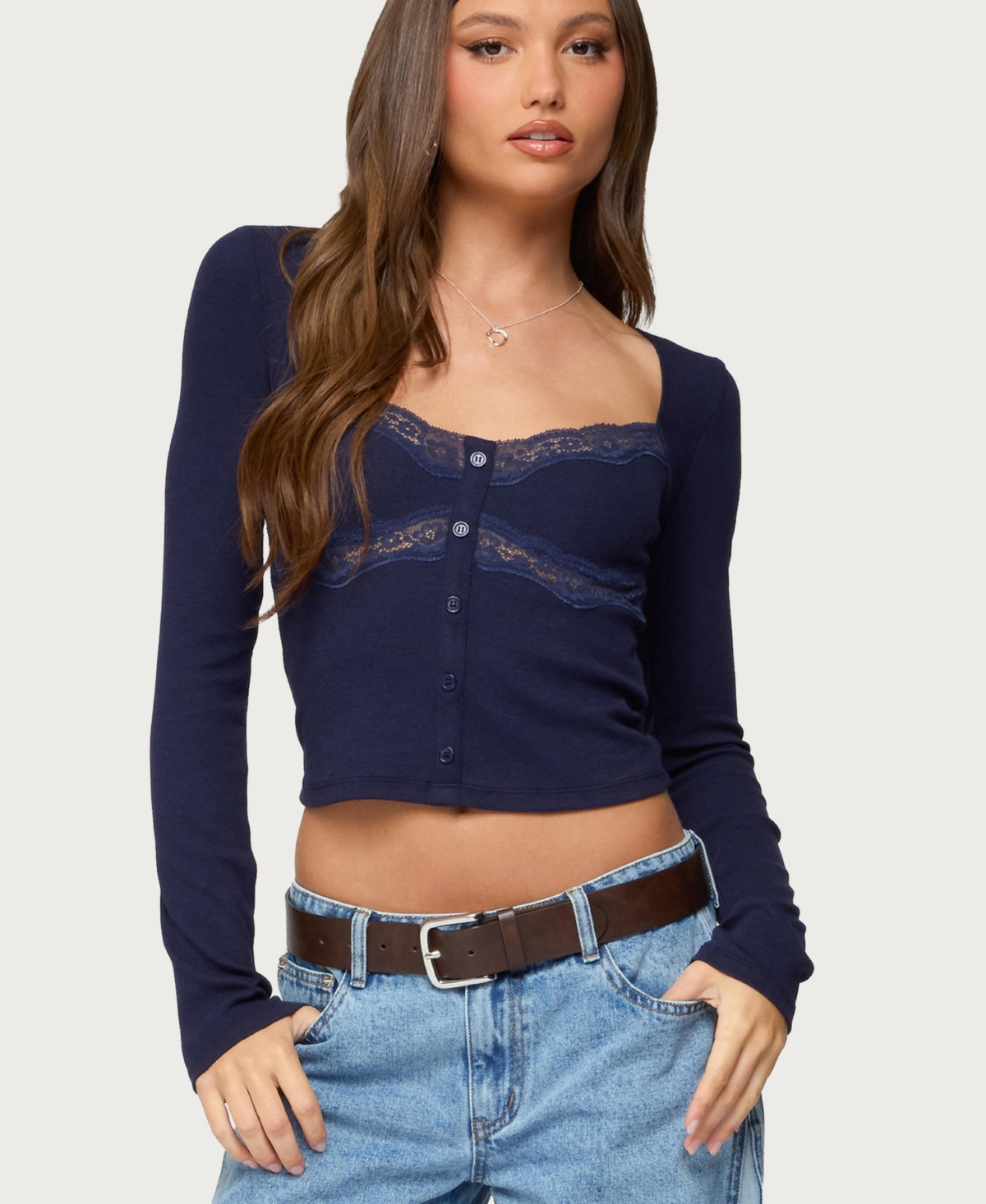 Edikted Women's Kathi Lacey Long Sleeve Top