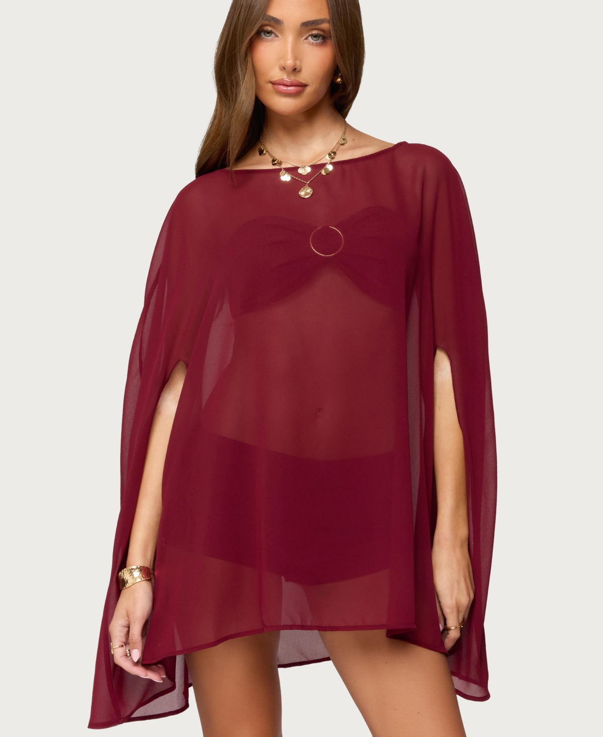 Edikted Women's Mckenzie Sheer Chiffon Poncho