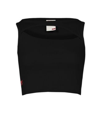 Women's Ribbed Stretch Cotton-Blend Cropped Tank Top