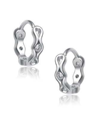Lovely Sterling Silver Cubic Zirconia Small Round Hoop Earrings