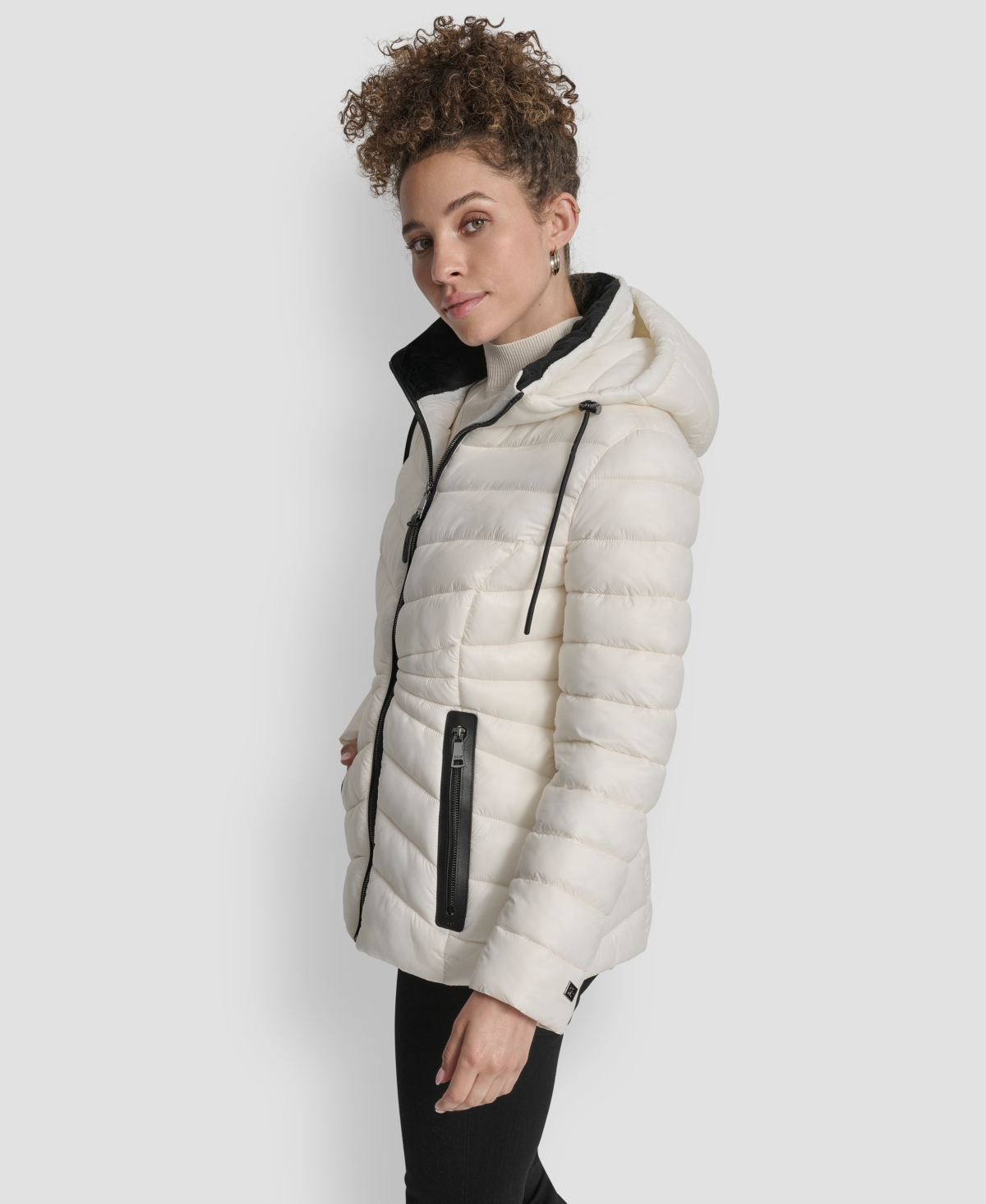 Dkny Women's Stand Collar Zipper-Front Coat