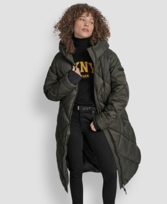 Women's Diamond Quilted Hooded Puffer Coat